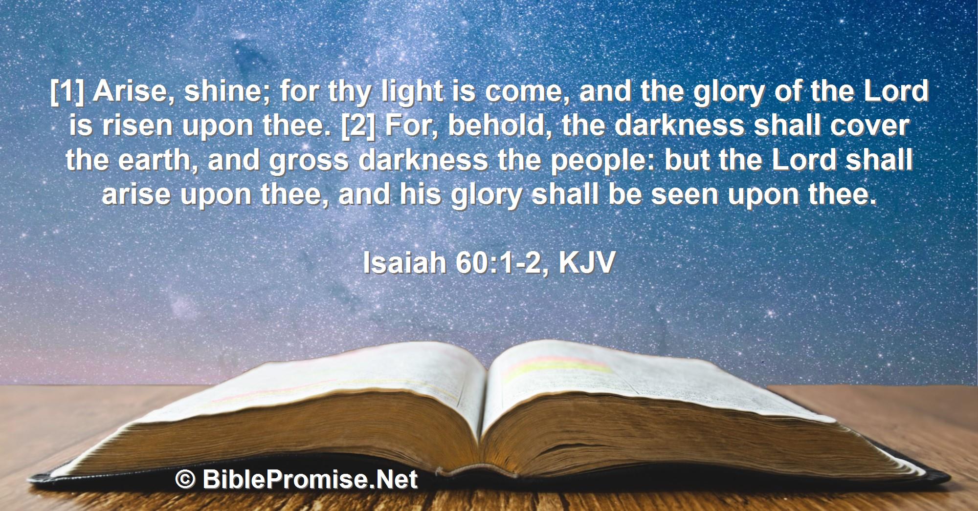 Saturday, May 27, 2023 - Isaiah 60:1-2 (KJV) - Bible promise that God will protect you from darkness.